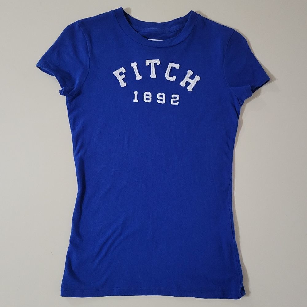 Abercrombie & Fitch Women's Embroidered Royal Blue Short Sleeve T-shirt